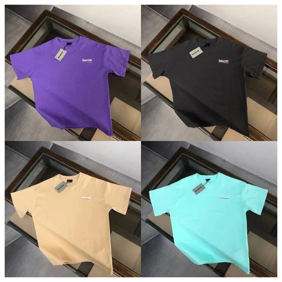 Balenciaga Logo Print Casual T-Shirt Purple