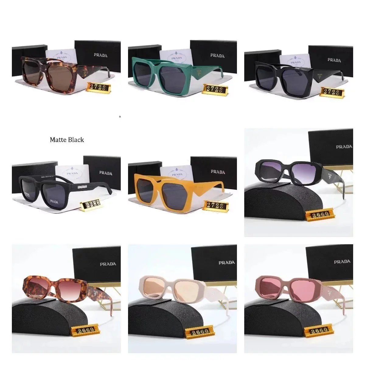 Prada Square Frame Sunglasses Stylish UV Protection Black