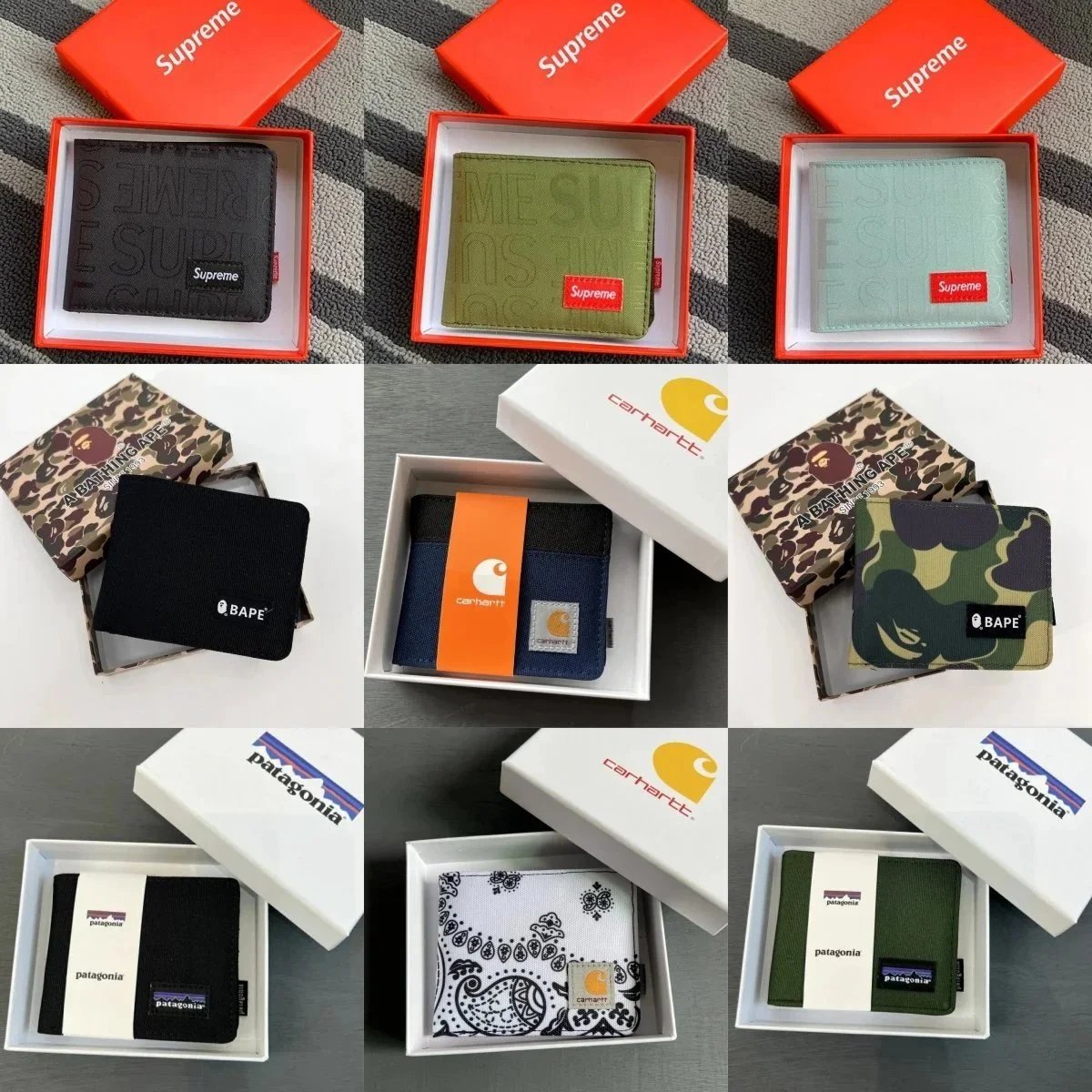 Supreme Embossed Wallet Casual Wallet Black Green Light Blue