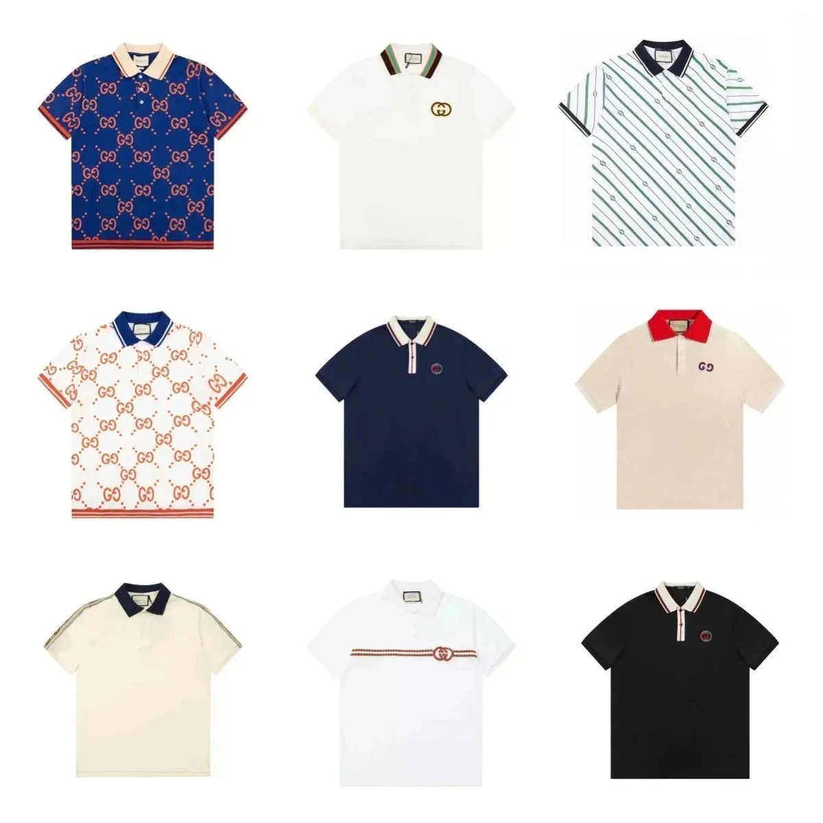 Gucci GG Pattern Polo Shirt Casual Cotton Polo Shirt Multicolor