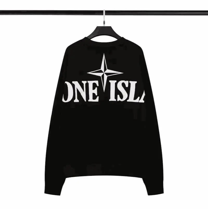 Stone Island Compass Logo Crewneck Sweatshirt Casual Black