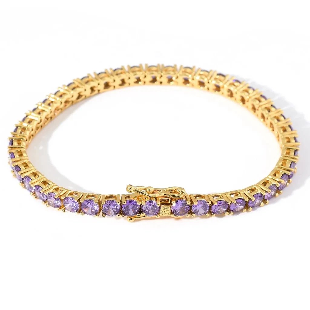 4mm-purple zircon-gold-tennis chain 4mm-purple zircon-gold-tennis chain